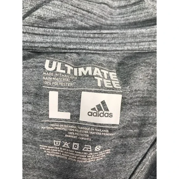 adidas Women's Gray Short Sleeve Ultimate Tee Athletic Shirt Sz L - Picture 3 of 3